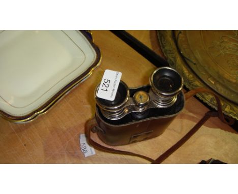 Early 20th century field glasses with inset compass