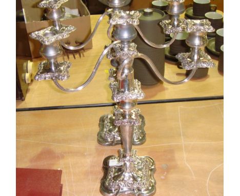 Pair of vintage silver plated twin branch candelabra