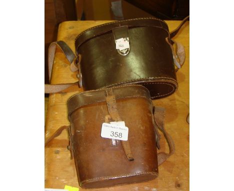 2 x vintage pairs of binoculars in brown leather cases Dolland 8 x 30