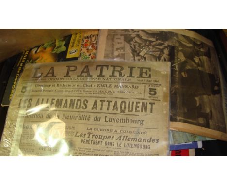 Box of vintage books and ephemera
