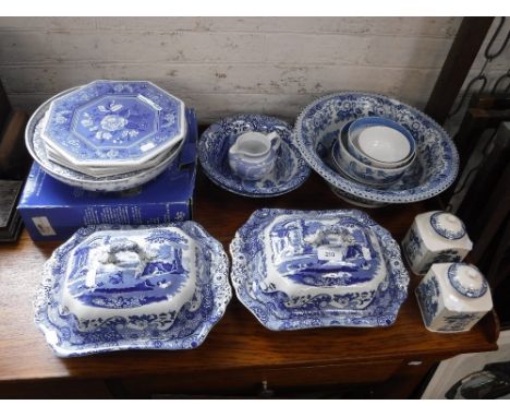 A PAIR OF SPODE ITALIAN BLUE AND WHITE TUREENS and similar blue and white ceramics
