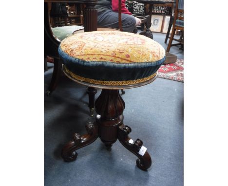 A VICTORIAN ROSEWOOD REVOLVING PIANO STOOL