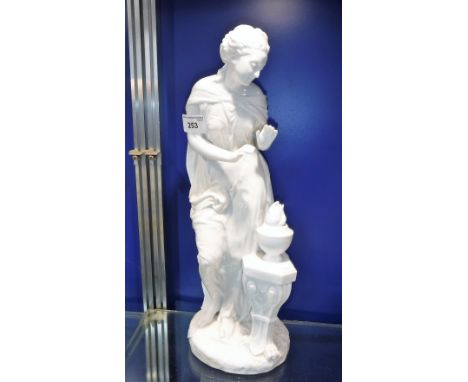 A DRESDEN GLAZED CERAMIC STUDY OF A GRECIAN WOMAN, 42 cm high