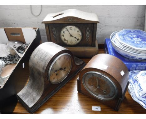 AN EDWARDIAN MANTEL CLOCK and two similar (3)