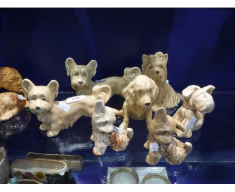 A SYLVAC SKYE TERRIER (1415) 18 cm long and a collection of Sylvac dogs (7)