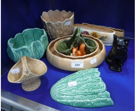 A SYLVAC WALL POCKET with similar Sylvac and other ceramics
