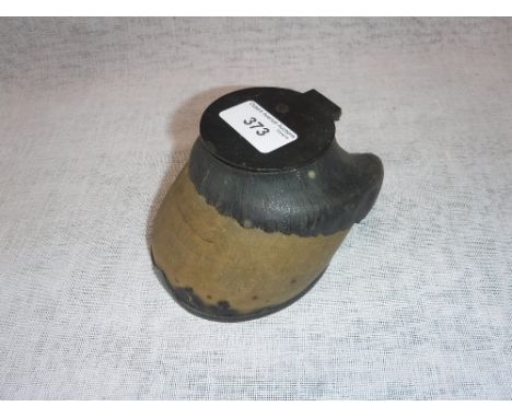 AN ANIMAL HOOF INKWELL, with metal mounts