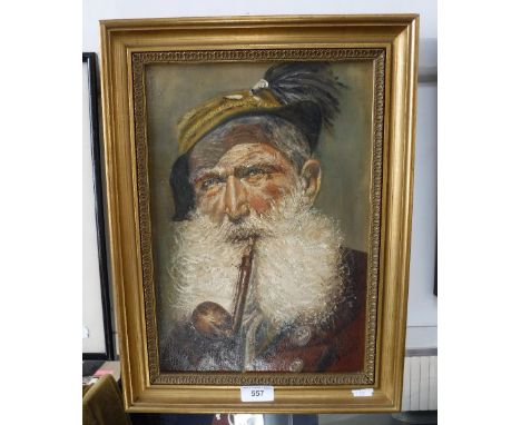 A LATE 19TH CENTURY PORTRAIT OF A BEARDED MAN WITH HIS PIPE, signed 'Dixon', oil on canvas