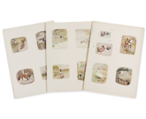Potter (Beatrix) Jemima Puddle-Duck, set of 7 uncut proof sheets for the colour illustrations and cover labels, early printin