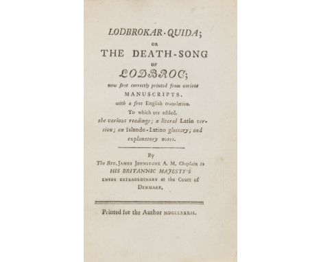 Icelandic.- Johnstone (Rev. James) Lodbrokar-Quida; Or the death-song of Lodbroc; now first correctly printed from various ma