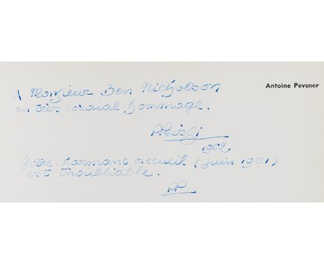 NO RESERVE Peissi (Pierre) &amp; Carola Giedion-Welcker. Antoine Pevsner, first edition, signed and inscribed by the first au