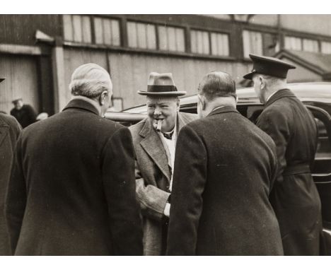 Churchill (Winston).- [Collection of press photographs featuring ...], 15 photographs with text on verso in pencil manuscript