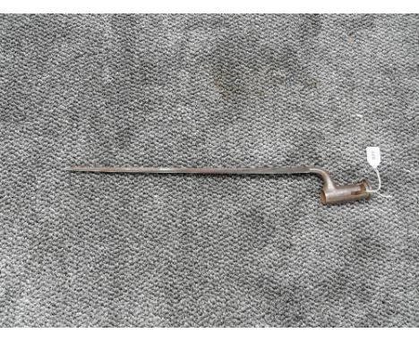 A British Socket Bayonet no scabbard, possibly pattern 1842 Bayonet with Lovells Lug, socket marked PWA 36, blade length 41cm