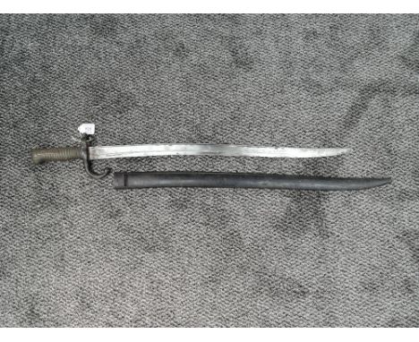 A French Sword Bayonet for the Chassepot Rifle 1866, with scabbard, blade length 57cm, overall length 70cm