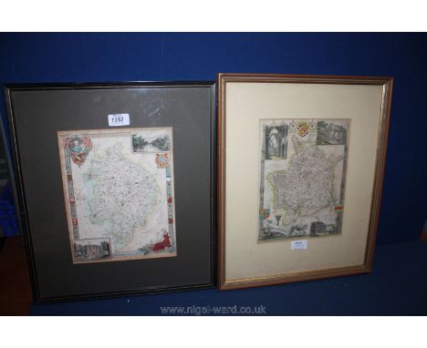 A Thomas Moule framed and mounted Map of Warwickshire and a framed and mounted Print of an 1887 map of Monmouthshire.