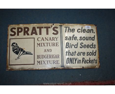 A Spratts Canary Seed enamel Sign