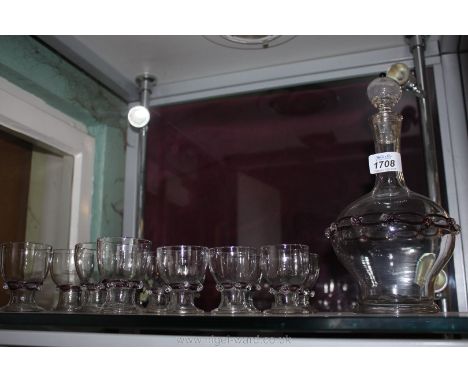 An antique Venetian style Decanter with twelve matching glasses.