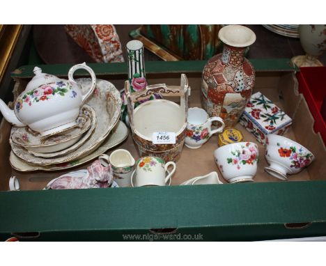 A quantity of china including Grosvenor, Carltonware, oriental vase and bucket, Foley jug, etc.