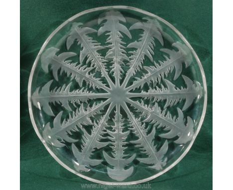 A shallow 'Lalique' glass Bowl with dandelion leaf decoration inscribed R. Lalique France, No 3530, 12" diameter x 1 1/2" dee