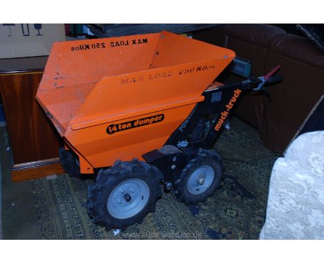 A virtually unused Muck-Truck Pedestrian Dumper MKIII 250 kilo max. load, petrol driven, four wheel drive with Honda engine a