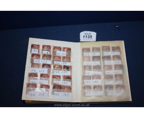 A Stamp Book of Queen Victoria penny reds plate numbers from 1864 - 1879 (approx. 112)