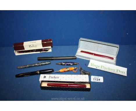 Six Fountain Pens including Burnham, Parker, etc.