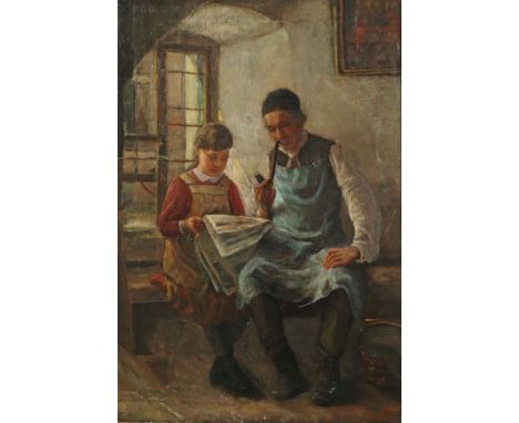 Igler, GustavÖdenburg/Ungarn 1842 - 1938 München, 1888 - 1914 Prof. an der Akad. Stuttgart. "In der Stube", junges Mädchen mi