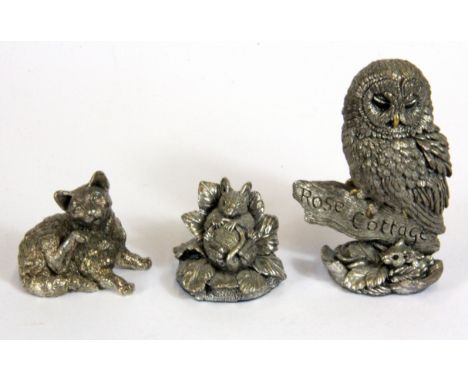 Three sterling silver overlaid animal figures. (Prov. Samy collection).