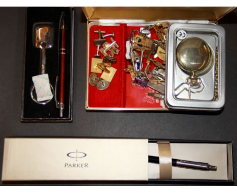 A quantity of vintage cufflinks, pens etc.