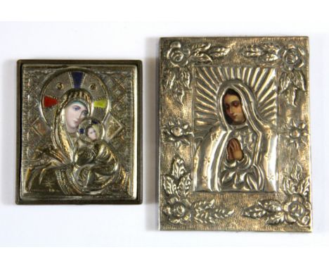 Two sterling silver fronted icons. (Prov. Samy collection).