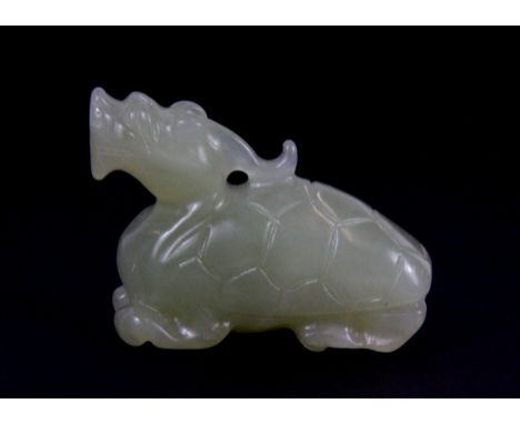 A Chinese carved nephrite jade figure of a mythical turtle, probably 19th Century.