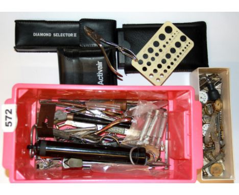 A box of used jewellers used tools etc.