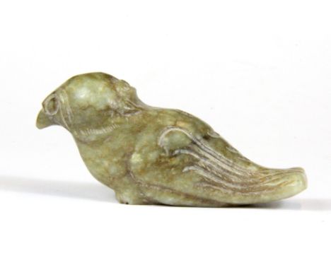 A Chinese jade / hardstone bird amulet, L. 7cm. (Prov. Samy collection).