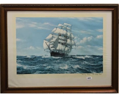 A 1963 gilt framed print of the Cutty Sark, Framed Size. 89 x 69cm.
