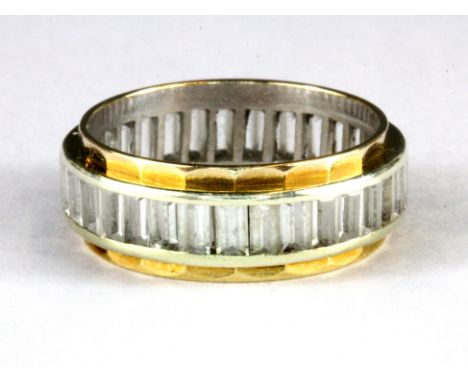 A 9ct yellow gold stone set full eternity ring, (Q).