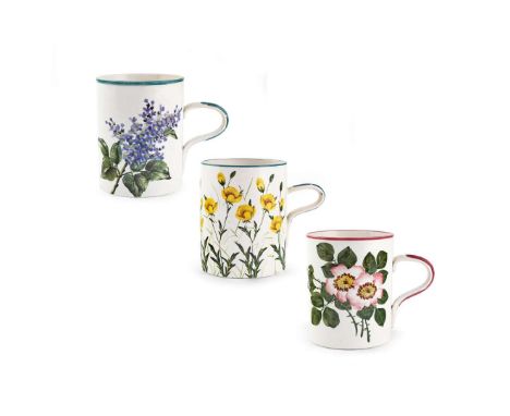  WEMYSS WARE THREE LARGE MUGS to include a LARGE 'LILACS' MUG glazed earthenware, impressed maker's mark WEMYSS WARE/ R.H.& S