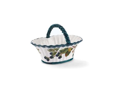  WEMYSS WARE MEDIUM 'FLOWERING BRAMBLES' BASKET glazed earthenware, impressed maker's mark WEMYSS WARE/ R.H.& S., printed Tho