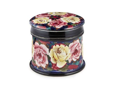  WEMYSS WARE 'YELLOW & PINK CABBAGE ROSES' TALL POMADE glazed earthenware, painted by Edwin Sandland, painted and impressed m