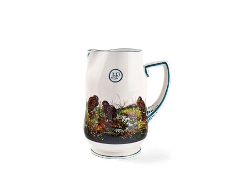  WEMYSS WARE 'GROUSE' EWER inscribed with monogram HP, glazed earthenware, painted by Karel Nekola, painted and impressed mak