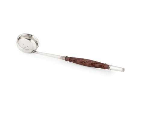  PETERHEAD - A SCOTTISH PROVINCIAL LADLE WILLIAM S FERGUSON marked, WF, PHD, Edinburgh 1826, with turned wooden handle 37cm l