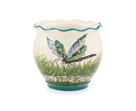  WEMYSS WARE 'DRAGONFLIES' CHESHAM FERN POT glazed earthenware, painted and impressed maker's marks WEMYSS 9.6cm high   