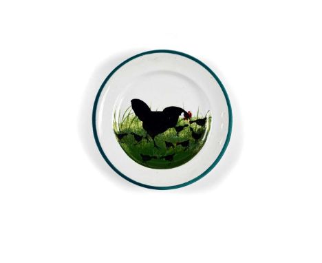  WEMYSS WARE 'BLACK HEN WITH CHICKS' SIDE PLATE glazed earthenware, impressed maker's mark WEMYSS WARE/ R.H.& S., printed Tho