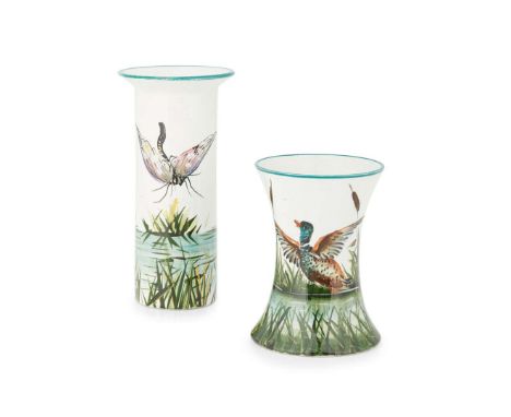  WEMYSS WARE DRAGONFLY VASE glazed earthenware, impressed maker's mark WEMYSS, painted (indistinctly) WEMYSS, 16cm high; toge