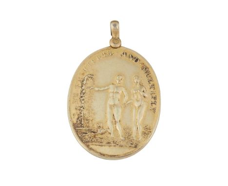  A SILVER-GILT MEMBERSHIP MEDAL FOR THE BEGGAR'S BENISON CLUB ANSTRUTHER, LATE 18TH CENTURY Of oval form, the obverse with th