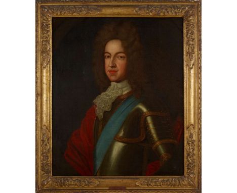  AFTER ALEXIS SIMON BELLE (FRENCH 1674-1734) PORTRAIT OF KING JAMES VIII AND III In a feigned oval, oil on canvas 74cm x 61cm
