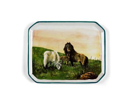  WEMYSS WARE 'PONIES AND FOAL' COMB TRAY glazed earthenware, probably painted by Karel Nekola, impressed maker's mark WEMYSS 