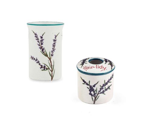  WEMYSS WARE 'HEATHER' HAIR TIDY glazed earthenware, bears painted inscription HAIR TIDY, painted and impressed maker’s mark 