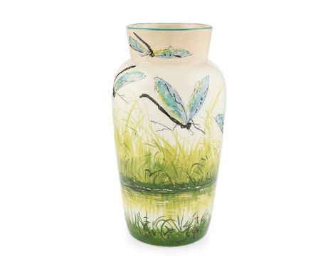  WEMYSS WARE LARGE 'DRAGONFLIES' JAPAN VASE glazed earthenware, painted and impressed maker's marks WEMYSS 32.6cm high   
