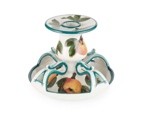  WEMYSS WARE 'APPLES' LOW KINTORE CANDLESTICK glazed earthenware, impressed WEMYSS WARE 11cm high   