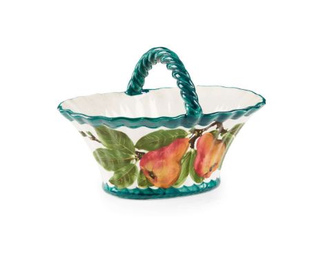  WEMYSS WARE SMALL 'PEARS' BASKET glazed earthenware, impressed maker's mark WEMYSS WARE/ R.H.& S. 20cm wide, 14cm high   